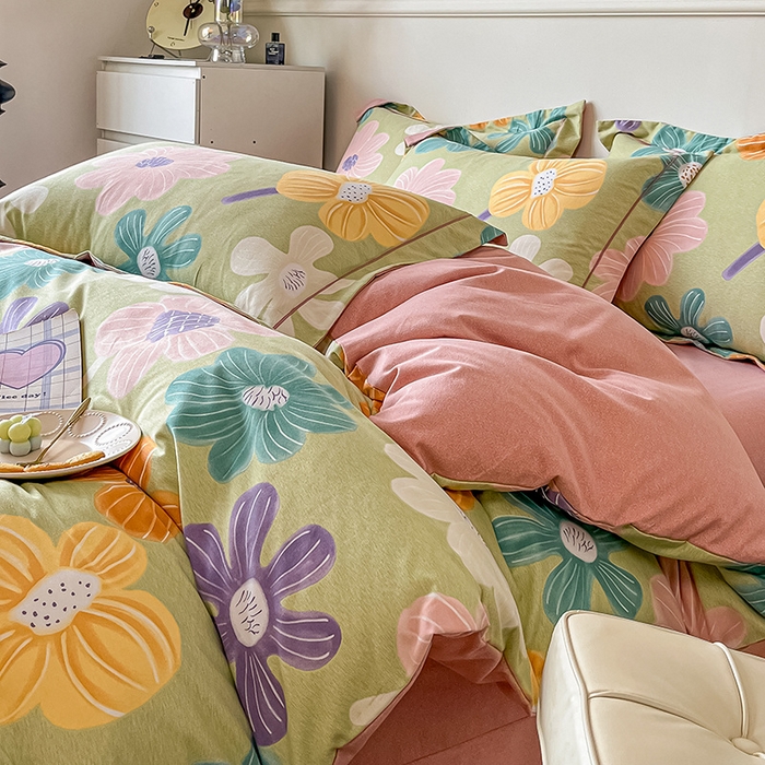 91家纺网 家纺一手货源 找家纺 凡客家居 2023新款全棉磨毛四件套 花颜朵朵