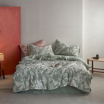 91家纺网 家纺一手货源 找家纺 （总）安莱生活 2023新款A类空气层双层纱大提花枝繁叶茂空气层系列四件套