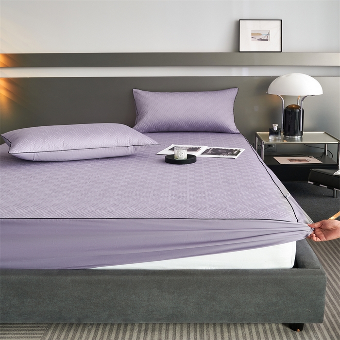 91家纺网 家纺一手货源 找家纺 八十八家纺2023新款大豆纤维夹棉床笠  烟灰紫