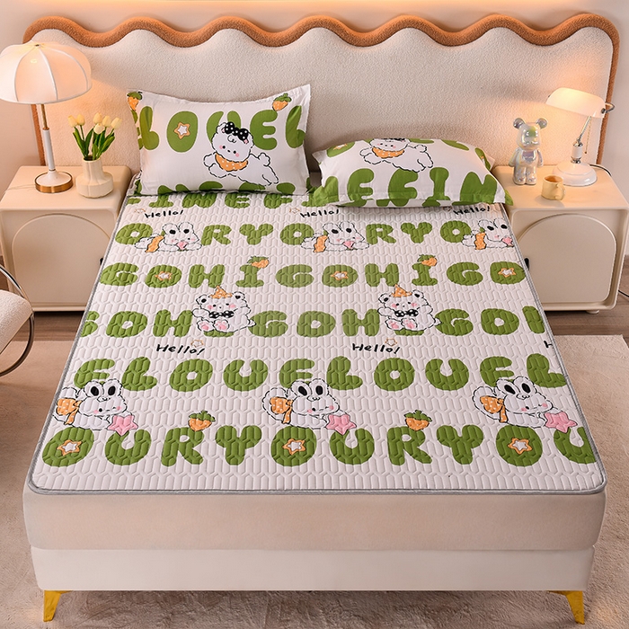 91家纺网 家纺一手货源 找家纺 床笠人家 2025新款A棉B绒-双面防水护理垫大床款 莉莉兔