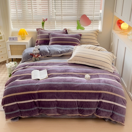 91家纺网 家纺一手货源 找家纺 （总）丽涵家纺 2023秋冬新品小清新消光臻棉绒保暖四件套牛奶绒三件套