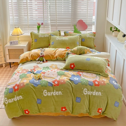 91家纺网 家纺一手货源 找家纺 （总）丽涵家纺 2023秋冬新品小清新消光臻棉绒保暖四件套牛奶绒三件套