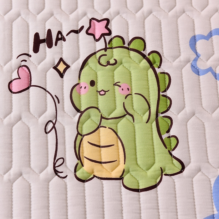 91家纺网 家纺一手货源 找家纺 床笠人家 2025新款A棉B绒-双面防水护理垫大床款 恐龙告白