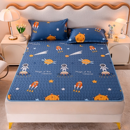 床笠人家 2025新款A棉B绒-双面防水护理垫大床款 快乐宇航员