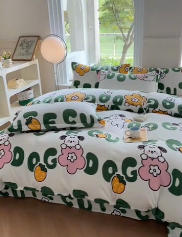 91家纺网 家纺一手货源 找家纺 胜权2024牛奶绒枕套 快乐汪汪