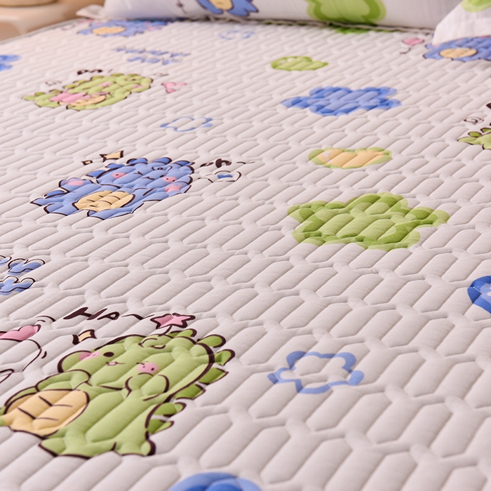 91家纺网 家纺一手货源 找家纺 床笠人家 2025新款A棉B绒-双面防水护理垫大床款 恐龙告白