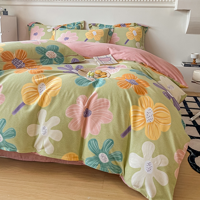 91家纺网 家纺一手货源 找家纺 凡客家居 2023新款全棉磨毛四件套 花颜朵朵