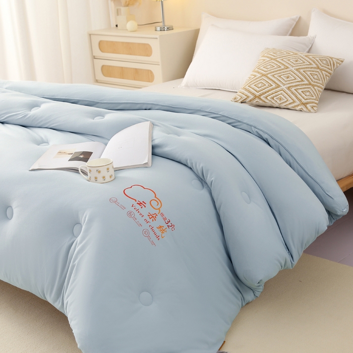 91家纺网 家纺一手货源 找家纺 薇玛仕 2023新款A类云朵绒恒温大豆被春秋被加厚冬被 云朵绒-蓝