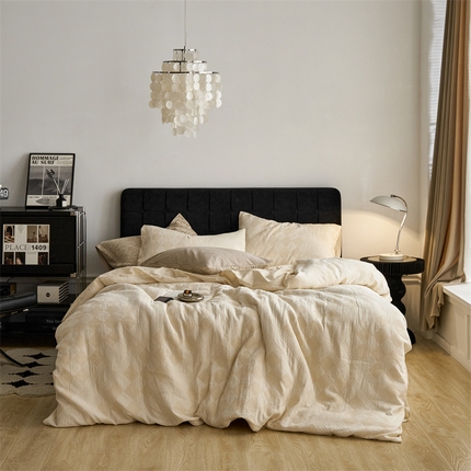 91家纺网 家纺一手货源 找家纺 （总）安莱生活 2023新款A类空气层双层纱大提花清颜折笙一色系列