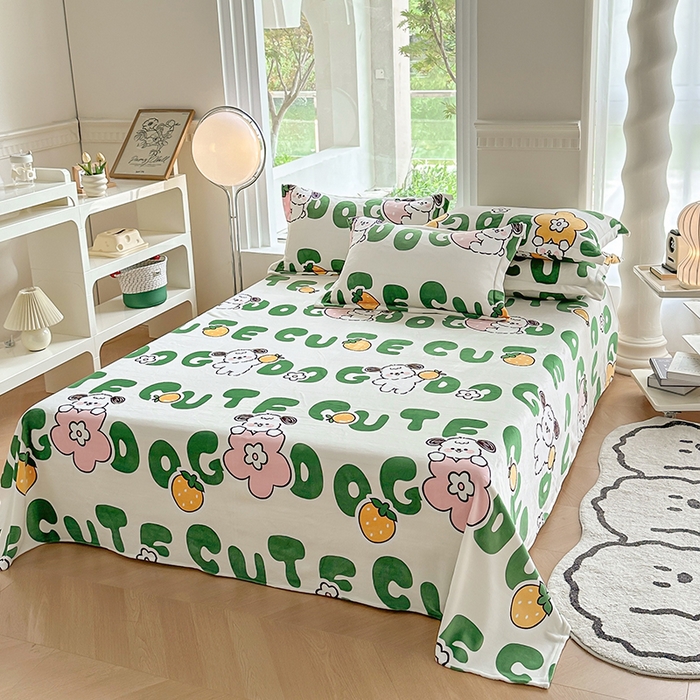 91家纺网 家纺一手货源 找家纺 胜权2024牛奶绒床单 快乐汪汪