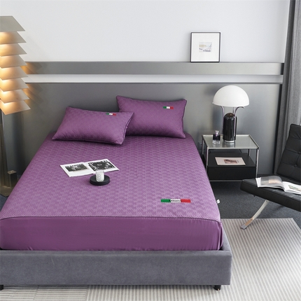 八十八家纺2023新款大豆纤维夹棉床笠  时尚米兰-葡萄紫