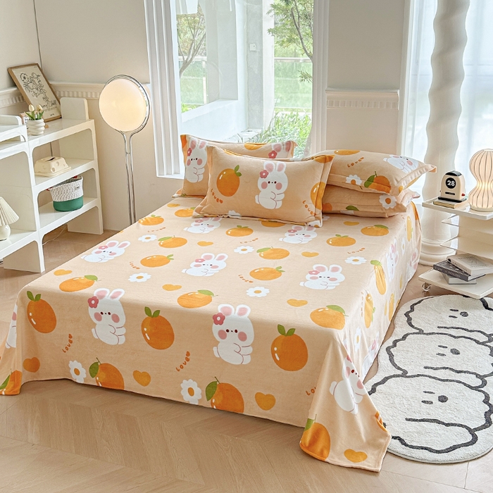 91家纺网 家纺一手货源 找家纺 2024秋冬新款牛奶绒单被套 兔兔派对