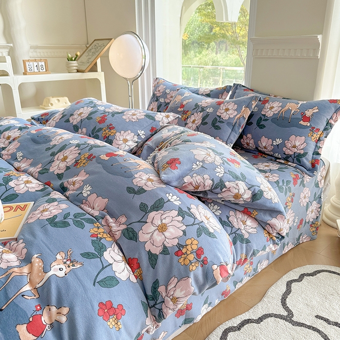 91家纺网 家纺一手货源 找家纺 2024秋冬新款牛奶绒单被套 海伦娜