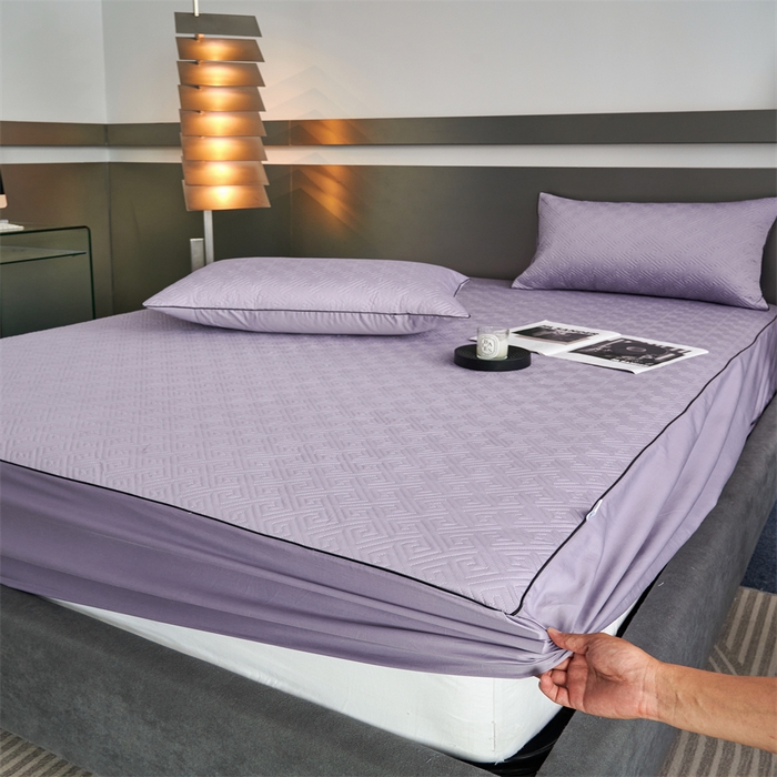 91家纺网 家纺一手货源 找家纺 八十八家纺2023新款大豆纤维夹棉床笠  烟灰紫