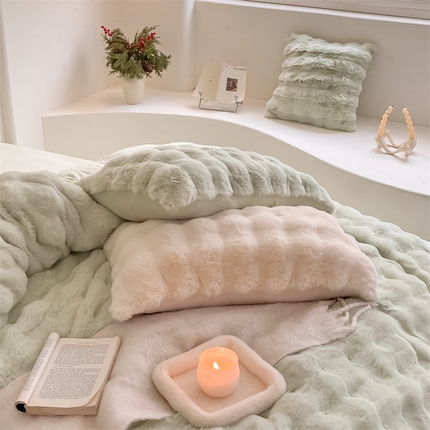 91家纺网 家纺一手货源 找家纺 （总）潘朵拉 2023新款ins小红书风爆款兔毛大泡泡四件套