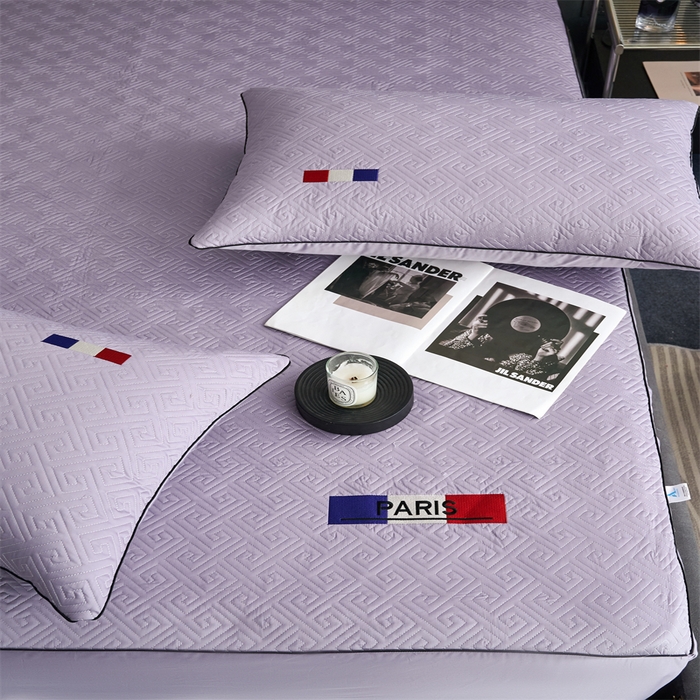 91家纺网 家纺一手货源 找家纺 八十八家纺2023新款大豆纤维夹棉床笠  烟灰紫