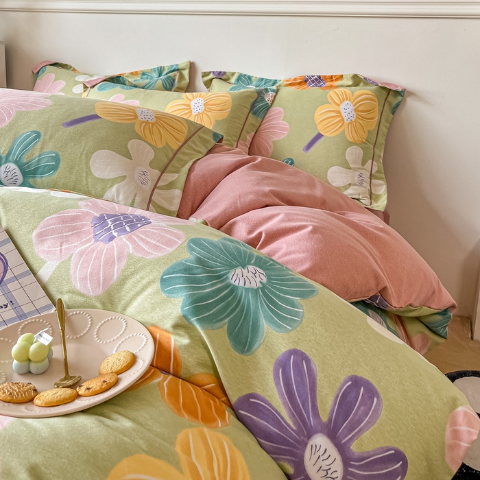 91家纺网 家纺一手货源 找家纺 凡客家居 2023新款全棉磨毛四件套 花颜朵朵