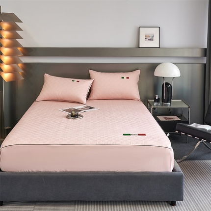 八十八家纺2023新款大豆纤维夹棉床笠  时尚米兰-芭比粉