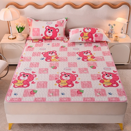床笠人家 2025新款A棉B绒-双面防水护理垫大床款 草莓熊