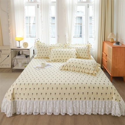 宜凡家纺 2023新款全棉加厚磨毛印花床盖三件套 迷层像素