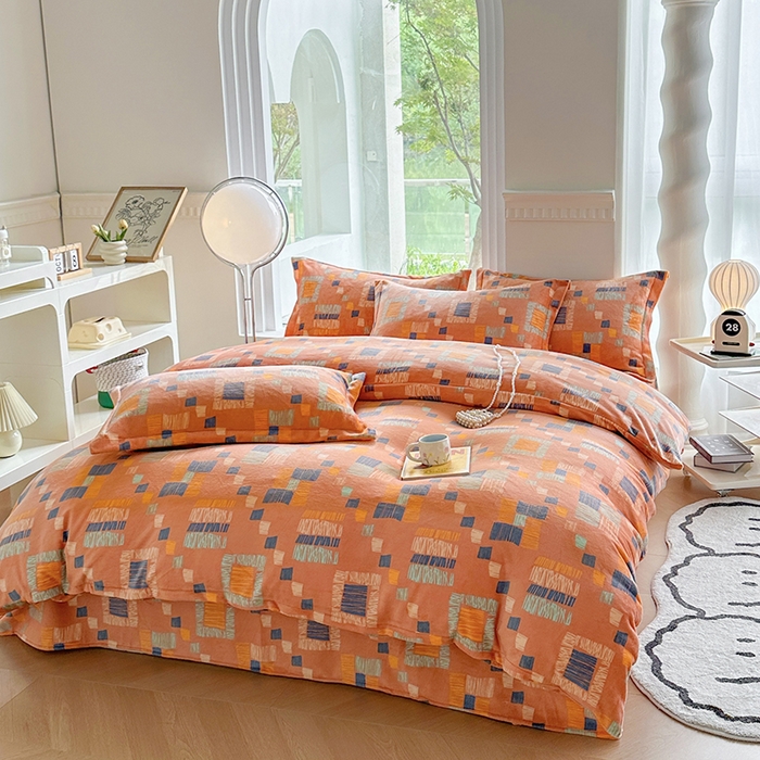 91家纺网 家纺一手货源 找家纺 2024秋冬新款牛奶绒单被套 律动