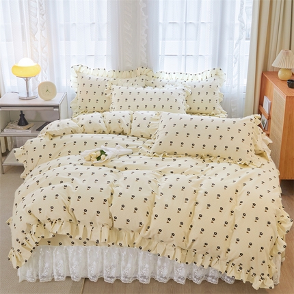 91家纺网 家纺一手货源 找家纺 宜凡家纺 2023新款全棉加厚磨毛印花床盖四件套 迷层像素