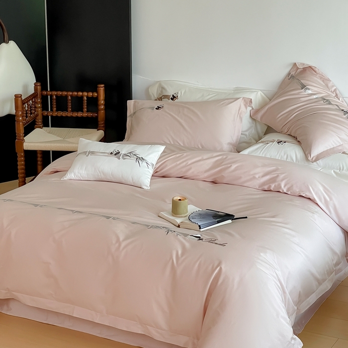 91家纺网 家纺一手货源 找家纺 （总）沐白家居 2023长绒棉绣花四件套-奶熊起司