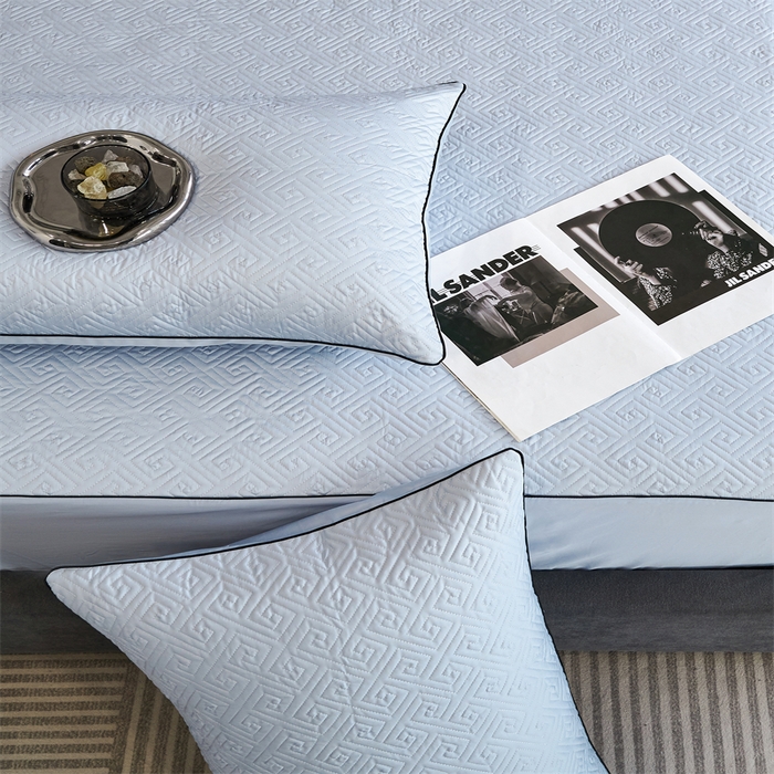 91家纺网 家纺一手货源 找家纺 八十八家纺2023新款大豆纤维夹棉床笠  婴儿蓝