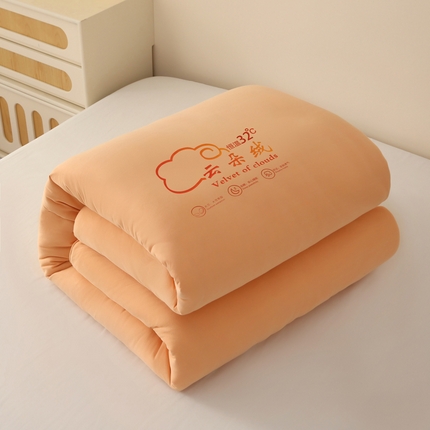 91家纺网 家纺一手货源 找家纺 薇玛仕 2023新款A类云朵绒恒温大豆被春秋被加厚冬被 云朵绒-橘