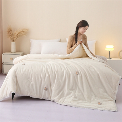 薇玛仕 2023新款二合一全棉剪花双胎大豆子母被春秋被加厚冬被 剪花-大豆