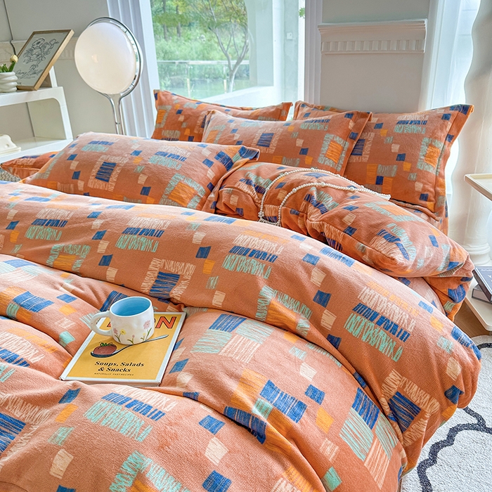 91家纺网 家纺一手货源 找家纺 2024秋冬新款牛奶绒单被套 律动