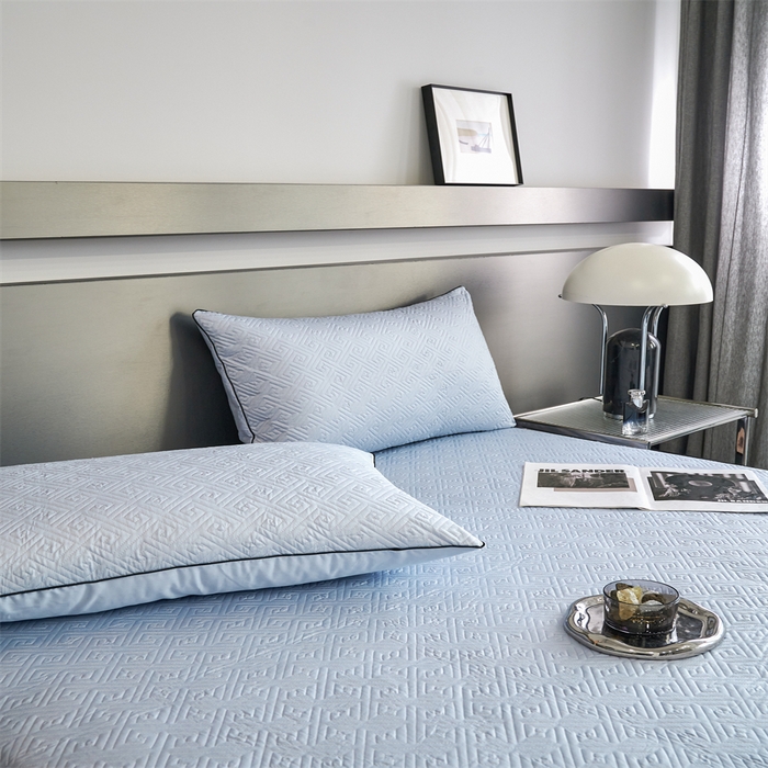 91家纺网 家纺一手货源 找家纺 八十八家纺2023新款大豆纤维夹棉床笠  婴儿蓝