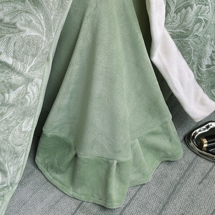 91家纺网 家纺一手货源 找家纺 宅家居 2023新款高奢加厚A类高克重浮雕花绒剪花烂花牛奶绒四件套 叶维-松绿