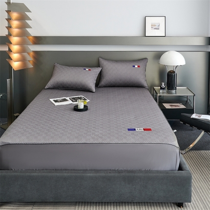 八十八家纺2023新款大豆纤维夹棉床笠  梦幻巴黎-高级灰