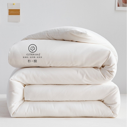 格子铺 2023新款水洗棉棉花冬被 朴棉-白