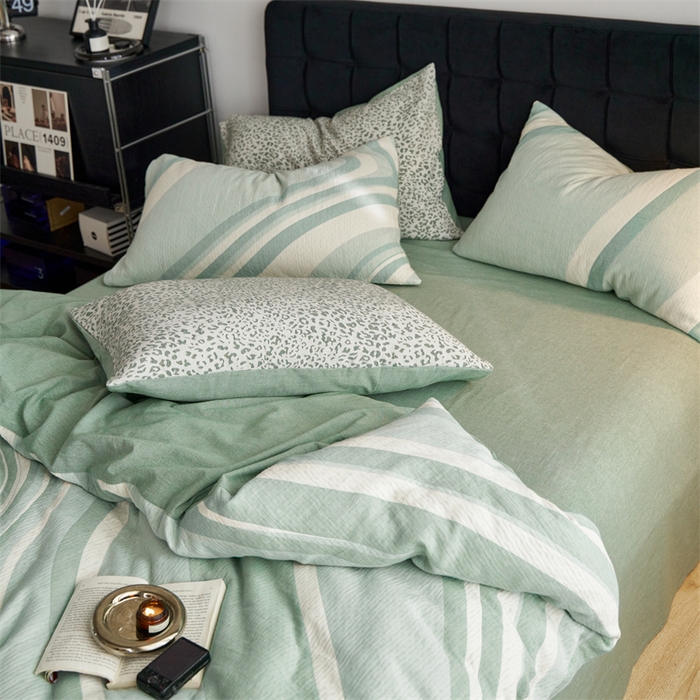 91家纺网 家纺一手货源 找家纺 安莱生活 2023新款A类空气层双层纱大提花青空如璃系列 青空如璃-嫩绿