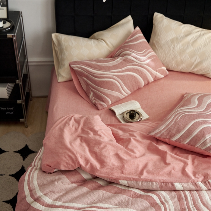 91家纺网 家纺一手货源 找家纺 安莱生活 2023新款A类空气层双层纱大提花青空如璃系列 青空如璃-嫩橘