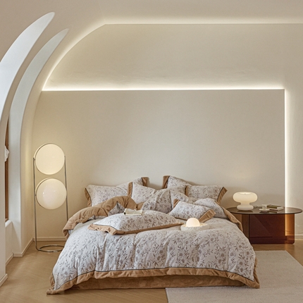 91家纺网 家纺一手货源 找家纺 （总）漫调家纺 2023新款真牛奶绒着色印花立体浮雕四件套