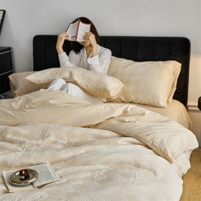 91家纺网 家纺一手货源 找家纺 （总）安莱生活 2023新款A类空气层双层纱大提花清颜折笙一色系列