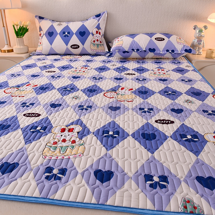 91家纺网 家纺一手货源 找家纺 床笠人家 2025新款A棉B绒-双面防水护理垫大床款 蛋糕兔