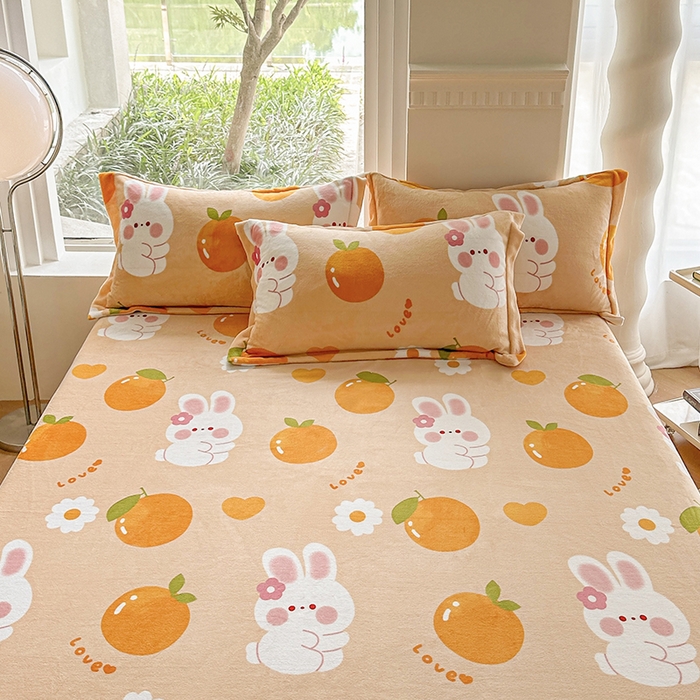 91家纺网 家纺一手货源 找家纺 胜权2024牛奶绒床单 兔兔派对