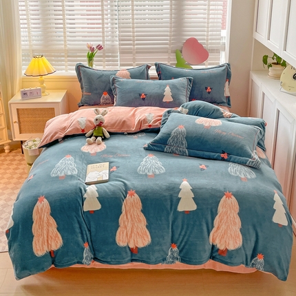 91家纺网 家纺一手货源 找家纺 （总）丽涵家纺 2023秋冬新品小清新消光臻棉绒保暖四件套牛奶绒三件套