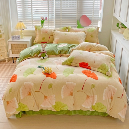 91家纺网 家纺一手货源 找家纺 （总）丽涵家纺 2023秋冬新品小清新消光臻棉绒保暖四件套牛奶绒三件套