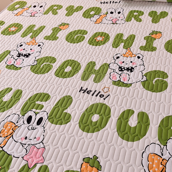 91家纺网 家纺一手货源 找家纺 床笠人家 2025新款A棉B绒-双面防水护理垫大床款 莉莉兔