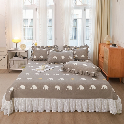 91家纺网 家纺一手货源 找家纺 宜凡家纺 2023新款全棉加厚磨毛印花床盖三件套 印象