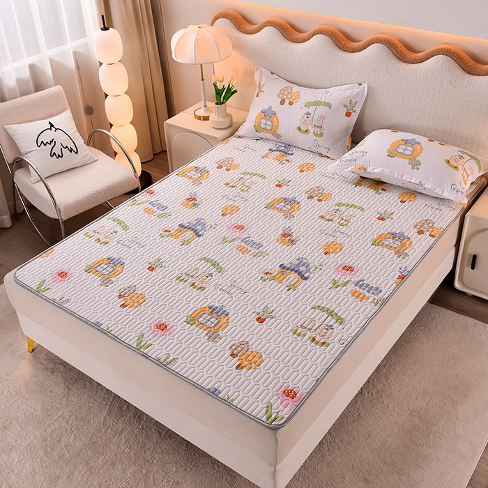 91家纺网 家纺一手货源 找家纺 床笠人家 2025新款A棉B绒-双面防水护理垫大床款 趣味乐园