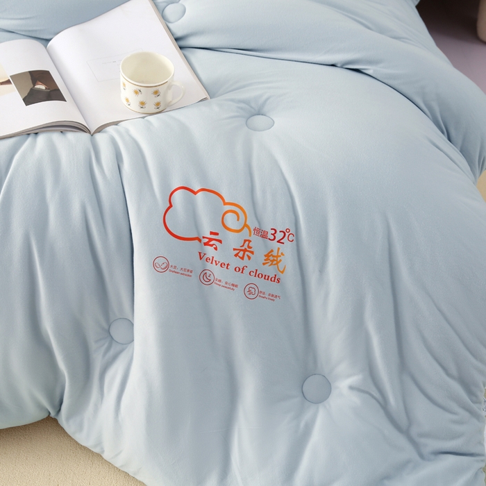 91家纺网 家纺一手货源 找家纺 薇玛仕 2023新款A类云朵绒恒温大豆被春秋被加厚冬被 云朵绒-蓝