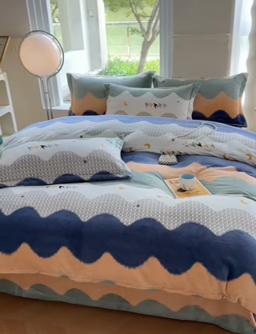 91家纺网 家纺一手货源 找家纺 2024秋冬新款牛奶绒单被套 乘风破浪