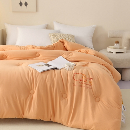 薇玛仕 2023新款A类云朵绒恒温大豆被春秋被加厚冬被 云朵绒-橘