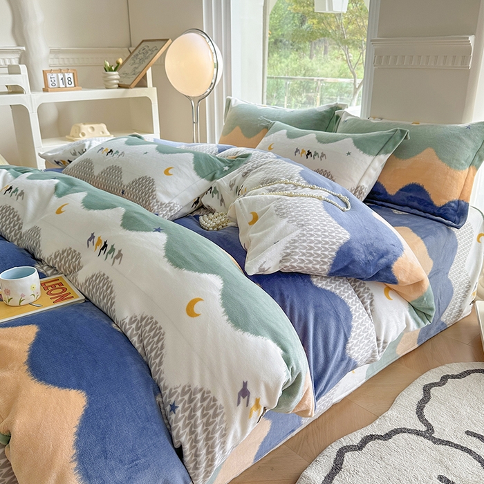 91家纺网 家纺一手货源 找家纺 2024秋冬新款牛奶绒单被套 乘风破浪